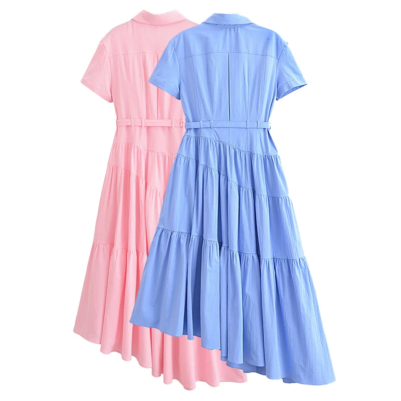 Женское платье с поясом и пуговицами Koekop винтажное асимметричное отворотом