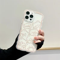 cute cartoon bear line simple soft silicone transparent case for iphone 11 12 13 pro max mini 7 8 plus xr x xs max bumper back