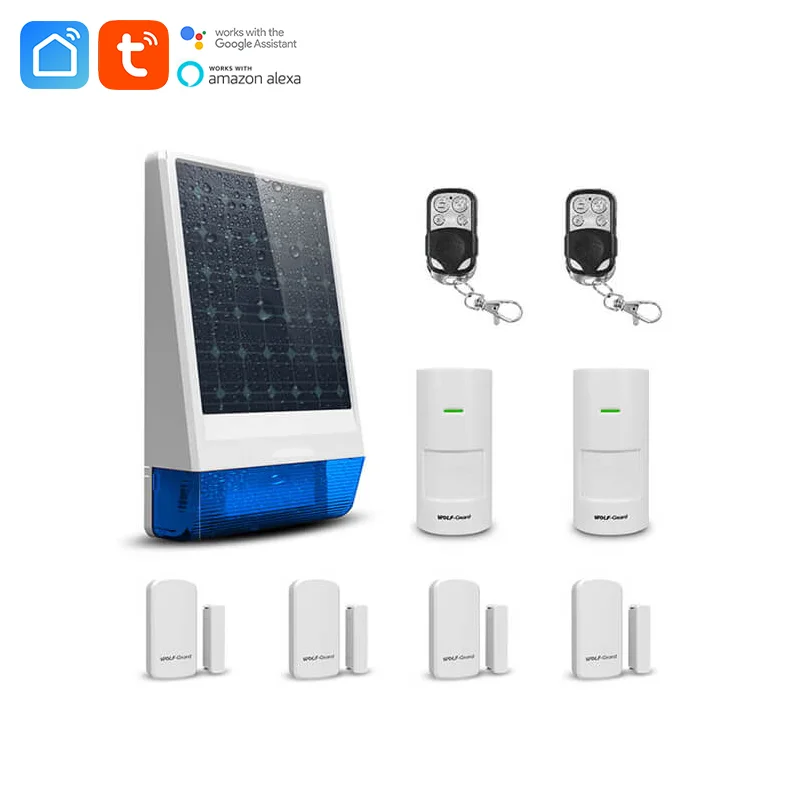 Solar energy wireless remote control outdoor pir ble security burglar a-l-a-r-m enlarge