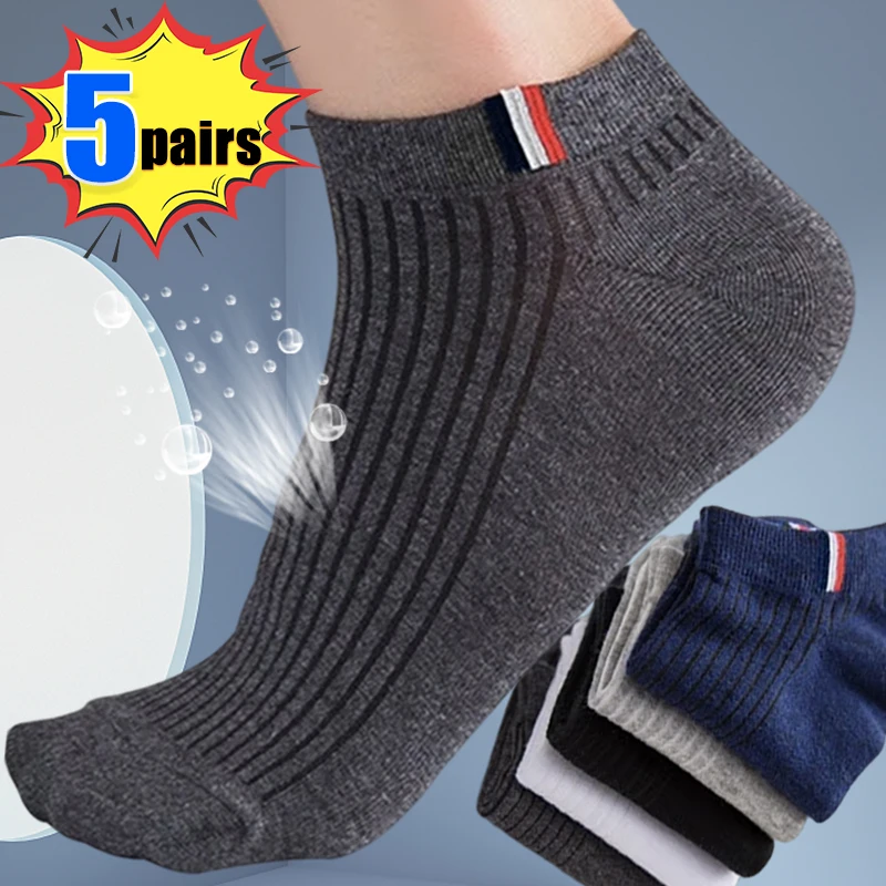 

1/5Pairs Men Boat Socks Non-slip Silicone Invisible Casual Socks Breathable Ankle Sock Thin Sunner Sport Sock Sweat Absorption