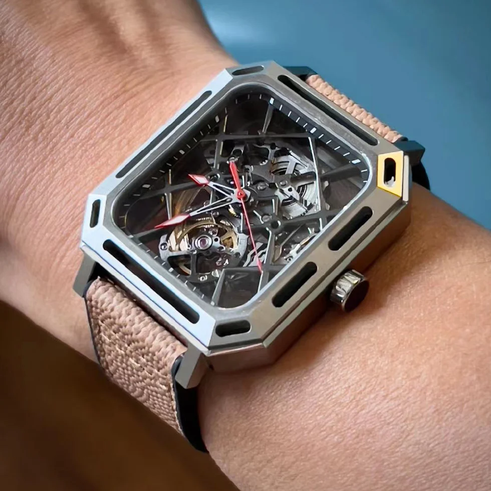 

Luxury Watch Men Automatic Modified Mechanical Wristwatches Limited Edition Rectangle Sports Watches MysteriousCode Custom Clock
