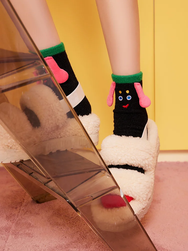 Уродливые и милые плюшевые носки для женщин носки-трубы осенне-зимние утепленные