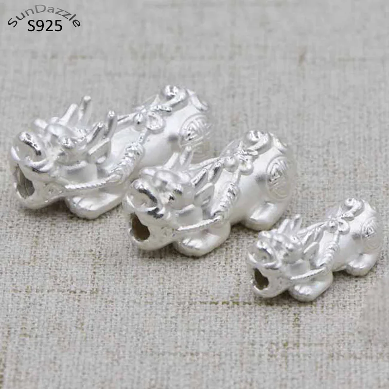 

Geguine Real Pure Solid 990 925 Sterling Silver Pixiu Spacer Beads Chinese Mythical Beat Loose Bead DIY Jewelry Making Findings