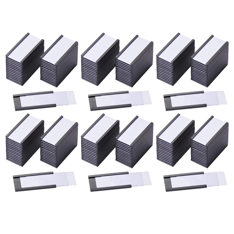

300 шт. магнитные держатели этикеток с магнитными держателями карт данных с прозрачными пластиковыми защитными пленками для металлической полки (1X2 дюйма)