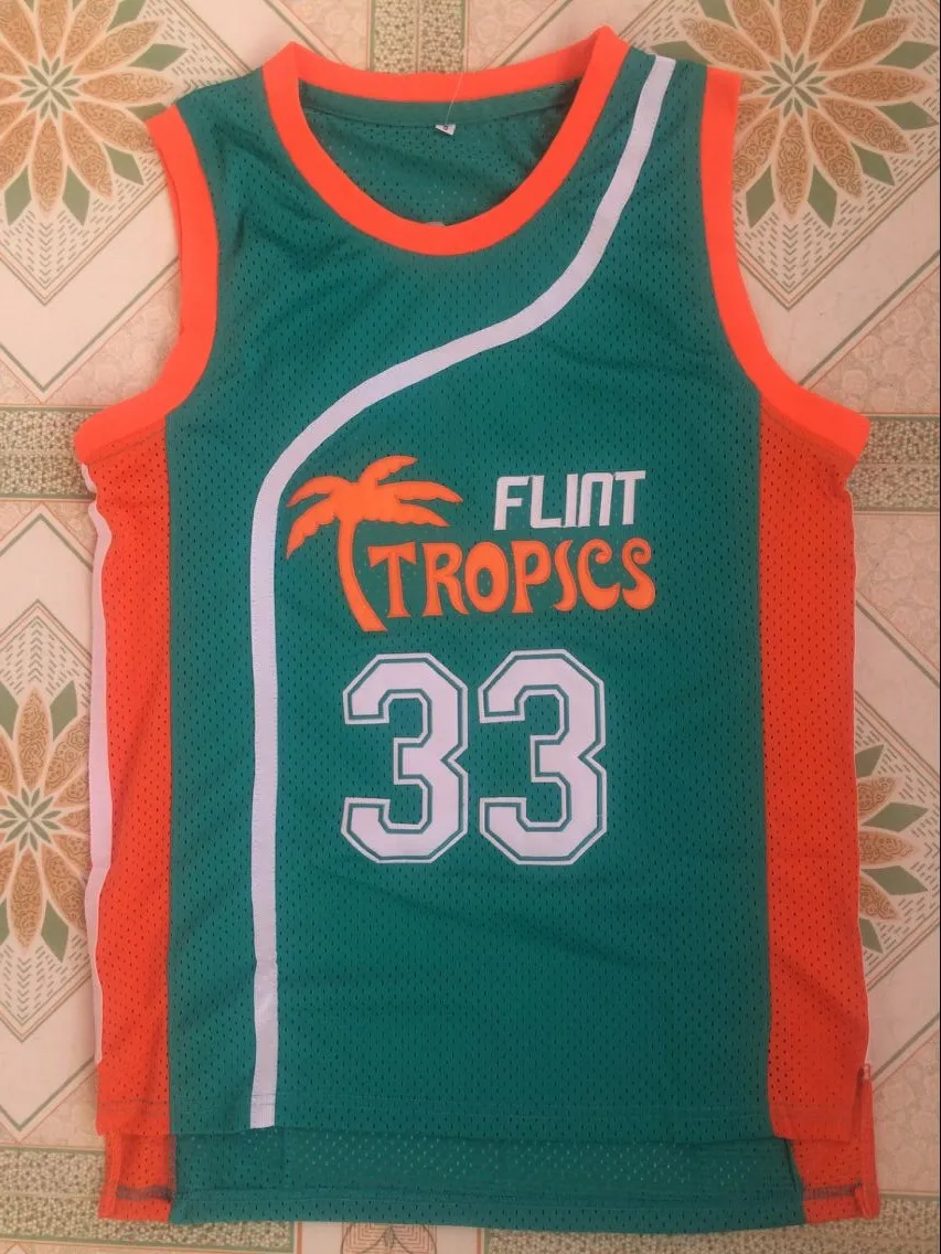 Баскетбольная майка Flint Tropics 7 кофейная черная 11 Ed Monix 33 Джерси Джеки Луны мужская