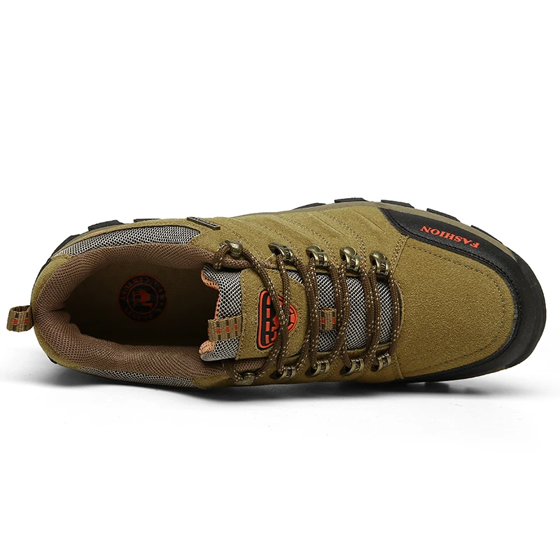 HIKEUP Men's Hiking Shoes Suede Leather Outdoor Shoes Wear-resistant Waterproof Men Trekking Boot Walking Tactical Sneakers