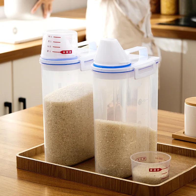 

Пластиковое кухонное ведро для риса в японском стиле, герметичная банка для хранения риса, прозрачная коробка для хранения зерен