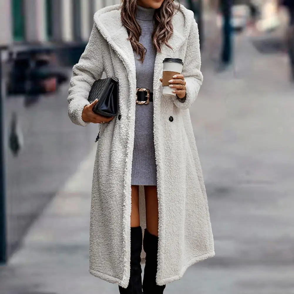

Women Winter Coat Long Sleeve Midi Length Thermal Mid-calf Length Lady Overcoat Winter Coat for Outdoor