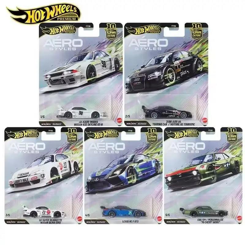 Фото Новые коллекционные модели автомобилей Hot Wheels Premiums Series Fpy86 Aero Styles: Nissan Skyline GTR, Audi A4, Nissan S15, Lexus RC, Chevrolet. Игрушки из сплава. №2