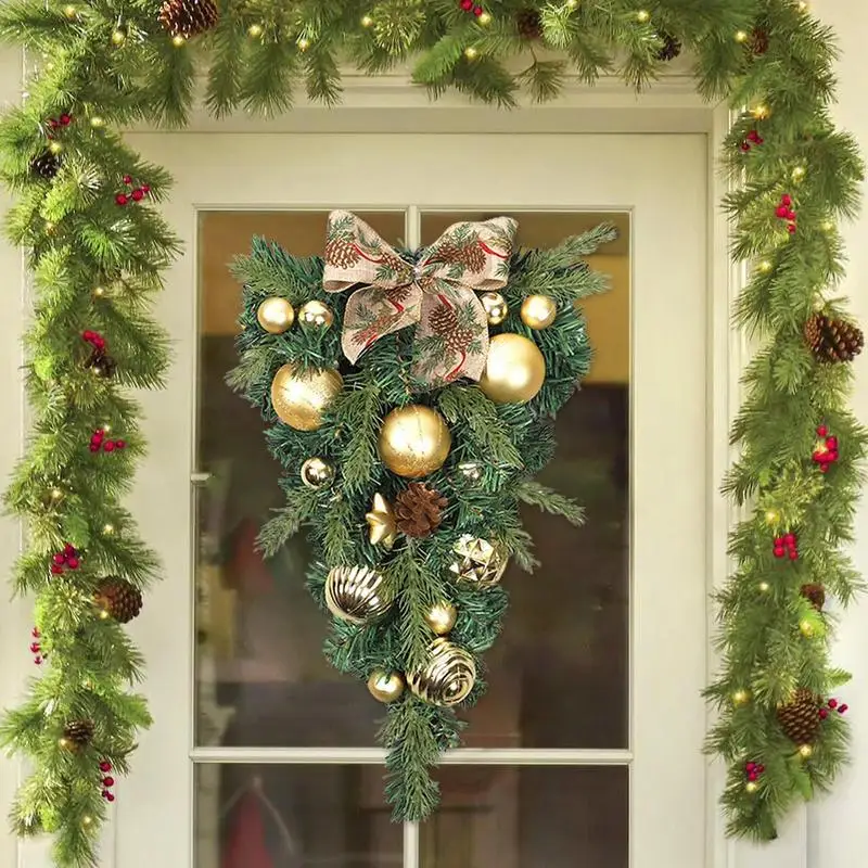 

Christmas Wreaths For Front Door Long-lasting Uses Christmas Upside Down Tree Decor Artificial Tree Ornaments Party Window decor