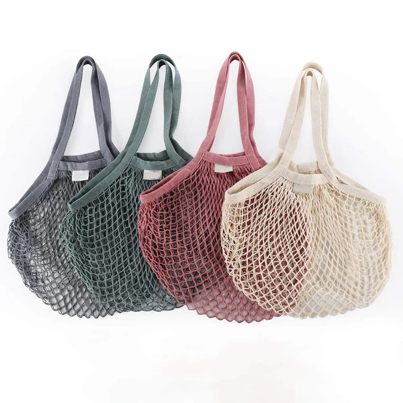 

ASDS-5 Packs Reusable Grocery Mesh Bags,Portable&Washable Cotton String Shopping Bag With Handle,Random Color