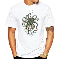 octopsychedelia tshirt new t shirt men t shirts octopus printed tops tees black clothes o neck short sleeve sweatshirts cotton