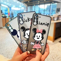 couple mickey minnie cartoon for samsung s22 s21 ultra s20 fe s10 e lite s9 s8 plus frosted translucent matte cover phone case