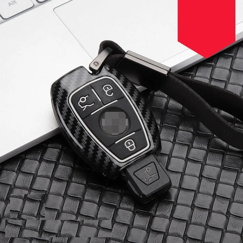 

Чехол для ключа из углеродного волокна для Mercedes Benz W203 W210 W211 W124 W202 W204 AMG C S E Class W213 2017 2018