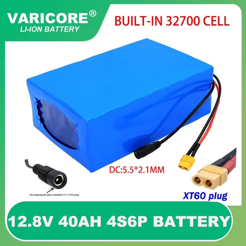 

2023New 12.8V 40Ah Lifepo4 battery pack 4S6P 3.2V 32700 with 40A same port balanced BMS 12V Power supply camping backup power
