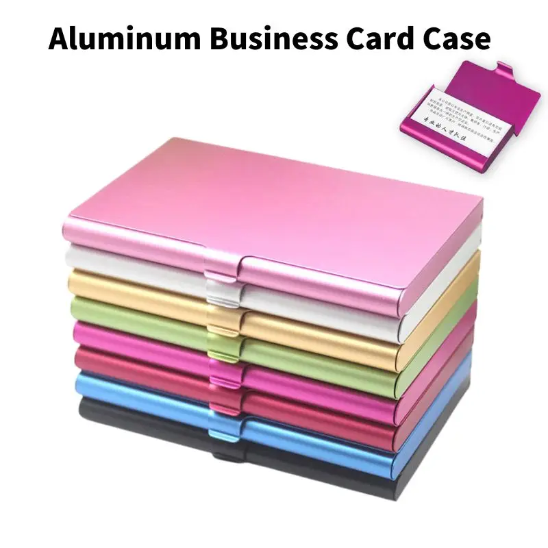 

Creative Aluminum Alloy Business Card Case Card Holder Metal Box Cover Credit Men Business Card Holder Desktop Accessories