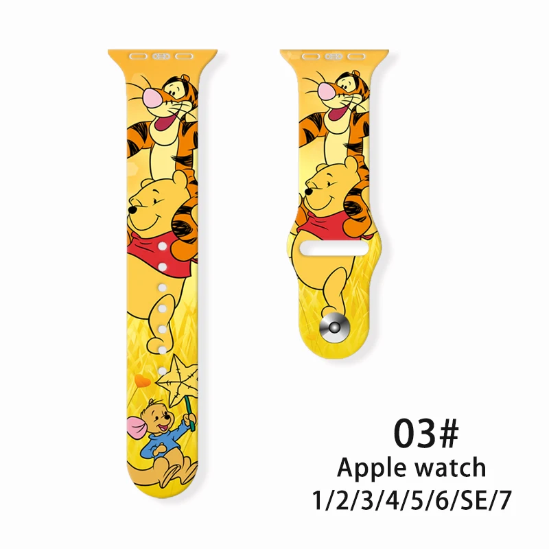 2022 New Winnie the Pooh silicone For Apple Watch Band 41mm 45mm 44mm 42mm 40mm 38mm Bracelet For iWatch SE 7 6 5 4 3 2 1