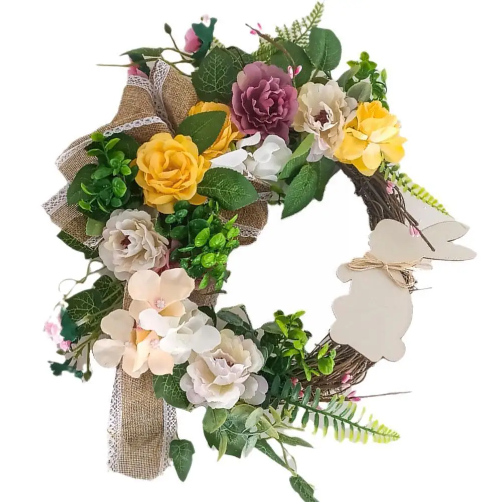 

Пасхальная гирлянда в виде кролика, искусственное растение для дома, венок из ротанга, женское украшение, подвесная гирлянда J6v5