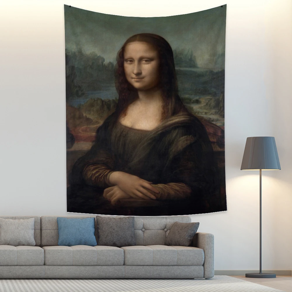 

World Famous Painting Mona Lisa's Smile Tapestry Oil Painting Wall Hanging Modern Room Decoration Art Aesthetic Decor