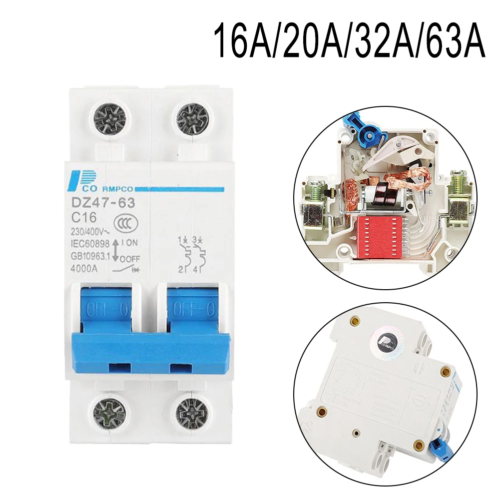 

1pcs DC Circuit Breaker PV Solar 16-63A 400V DC 2 Poles MCB Solar Charge Controller Miniature Circuit Breaker Solar Accessories