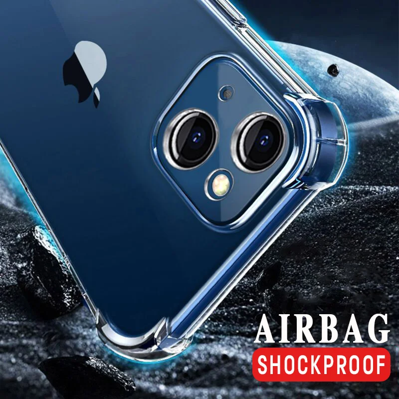 

Роскошный прозрачный противоударный чехол для телефона iPhone 13 12 11 Pro Max Mini X XS XR 7 8 Plus SE 2, прозрачный силиконовый защитный чехол