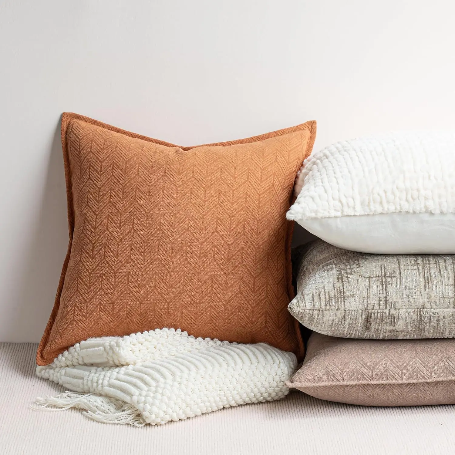 Чехол для подушки со стрелкой 60x60 см 45x45 размер на выбор мягкий синель оливковый