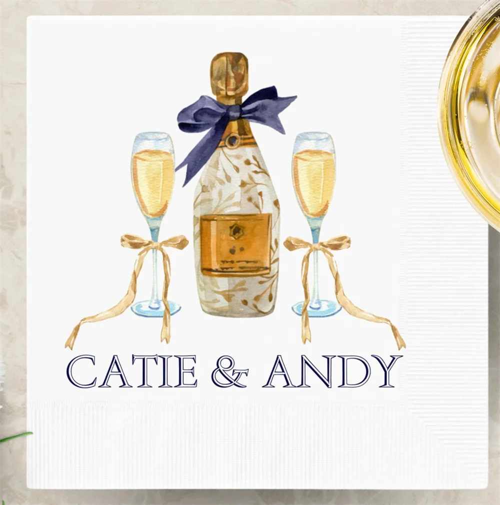 50 шт. Коктейльные салфетки с бутылкой шампанского