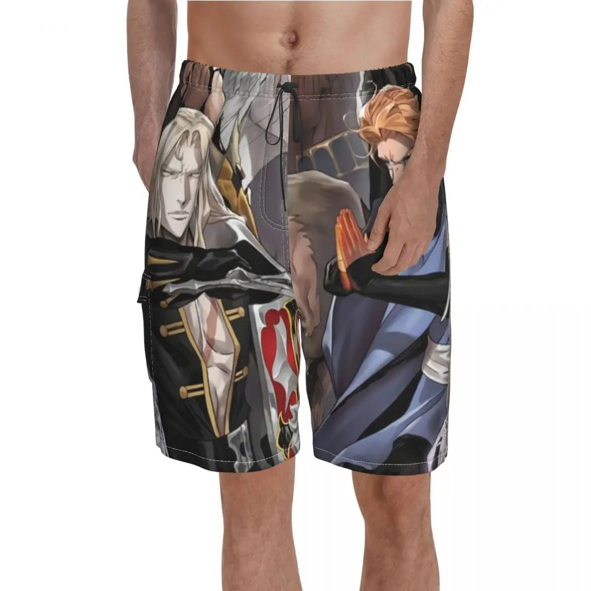 

Anime Castlevania Season Japan Board Shorts trevor belmont alucard dracula sypha manga Beach Short Pants Hot Male Classic Trunks