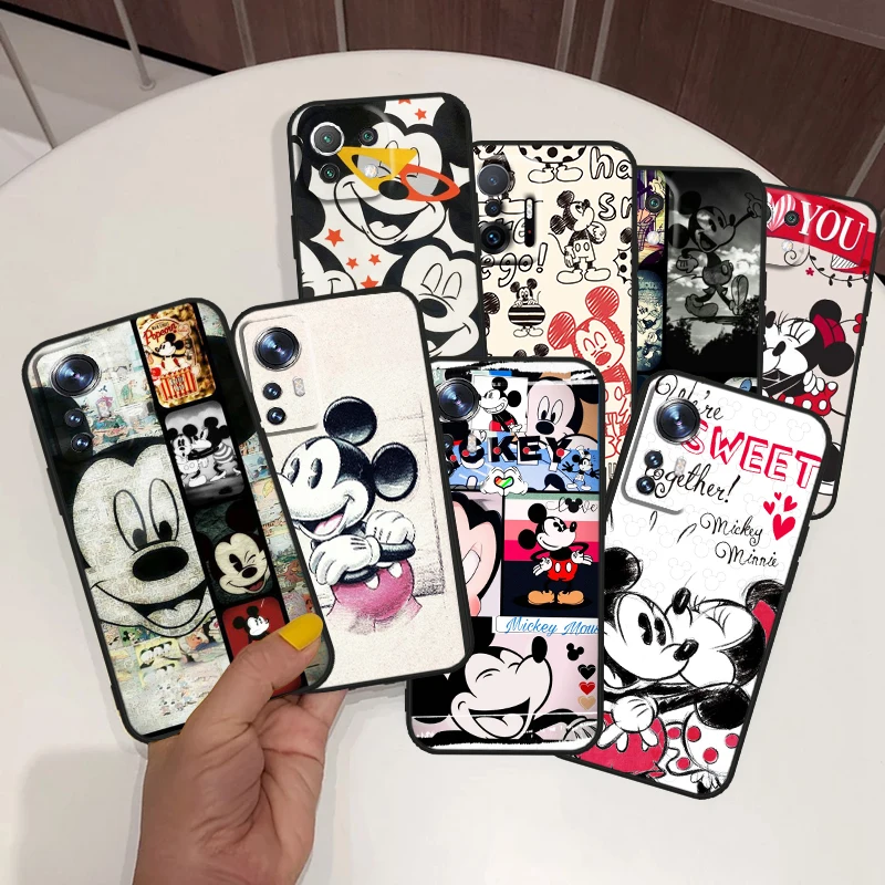 

Vintage Minnie Mickey For Xiaomi Mi 12 11 10 11T 10T 9T 9 8 Note 10 Ultra Pro Lite TPU Soft Silicone Black Phone Case