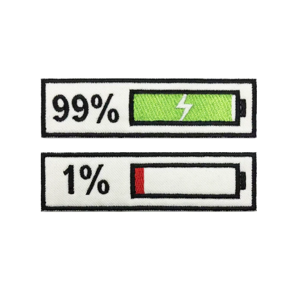 

Power Display Embroidery Hook And Loop Patches Clothes Charging Power 99% Chapter Armband Left 1% Military Badge Stripe