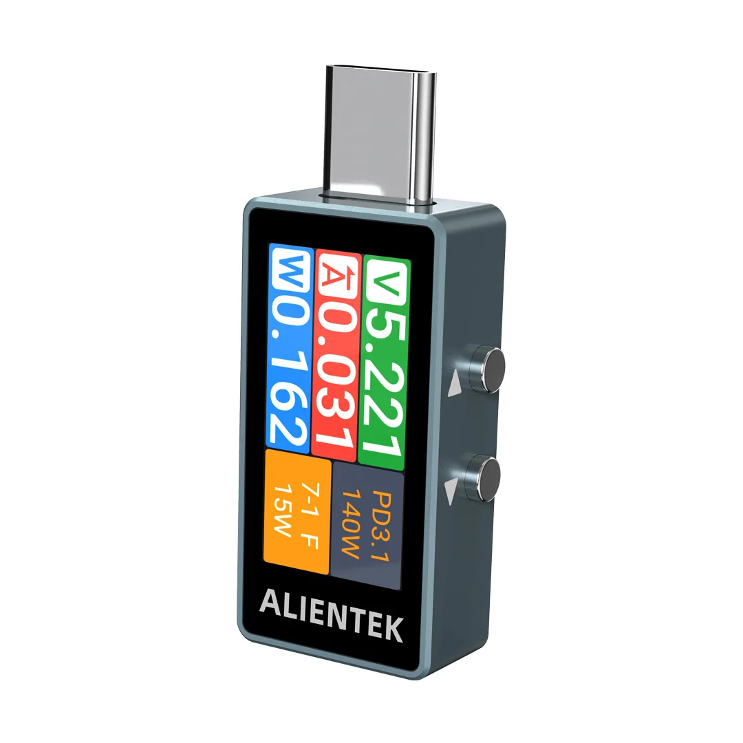 Фото ALIENTEK MINI USB-тестер C0 PD3.2: цифровой тестер, вольтметр для аккумуляторов и детектор мощности заряда. №3