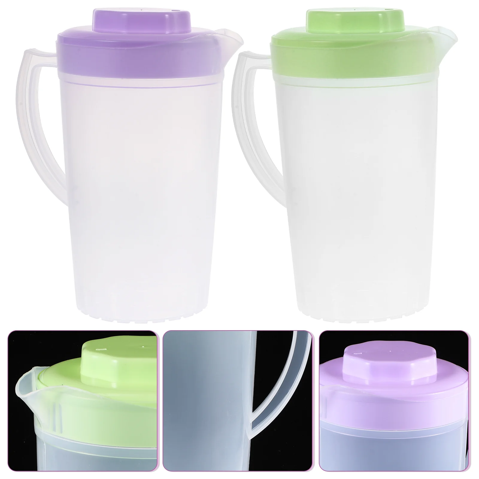 

2 Pcs Soybean Milk Juice Jug Home Kettle Cold Boiled Water Glass Coffee Container Bottle Plastic Teapot Pitcher Lid