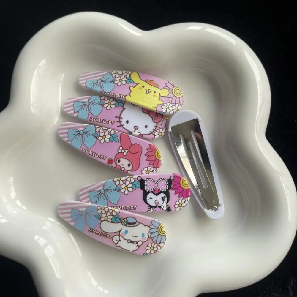 

2 шт. Kawaii Kuromi Cinnamoroll Hellokittys My Melody помпон пурин Sanrioed аксессуары игрушки Симпатичные Bb зажимы для волос выдача карты