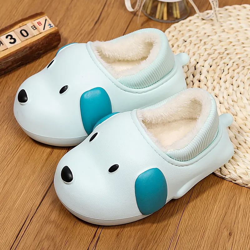 Fashion Unisex Shoes Women Slippers Cute Bear Cotton Slippers Winter Waterproof Warm Slippers Women Non-slip Home Slippers Men