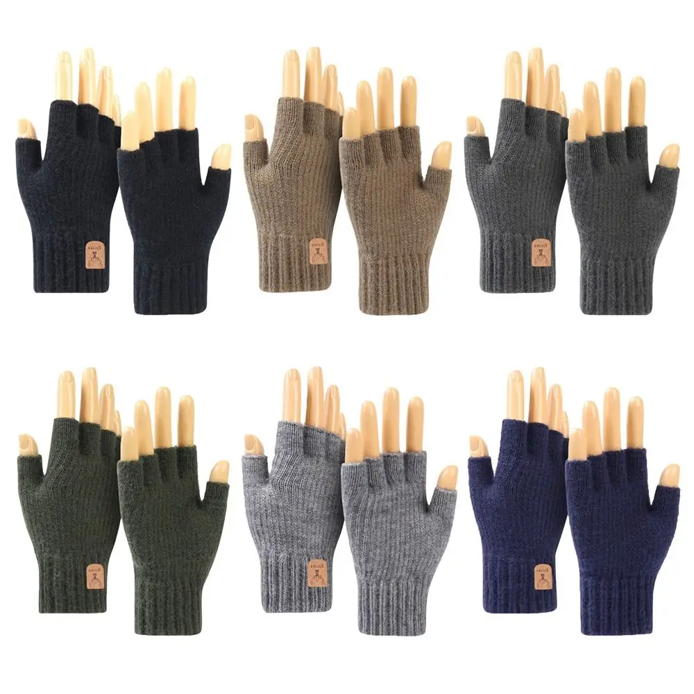 

New Fashion Autumn Winter Woolen Knitting Outdoor Sport Women Gloves Furry Warm Mitts Thick Plush Full Finger Mittens