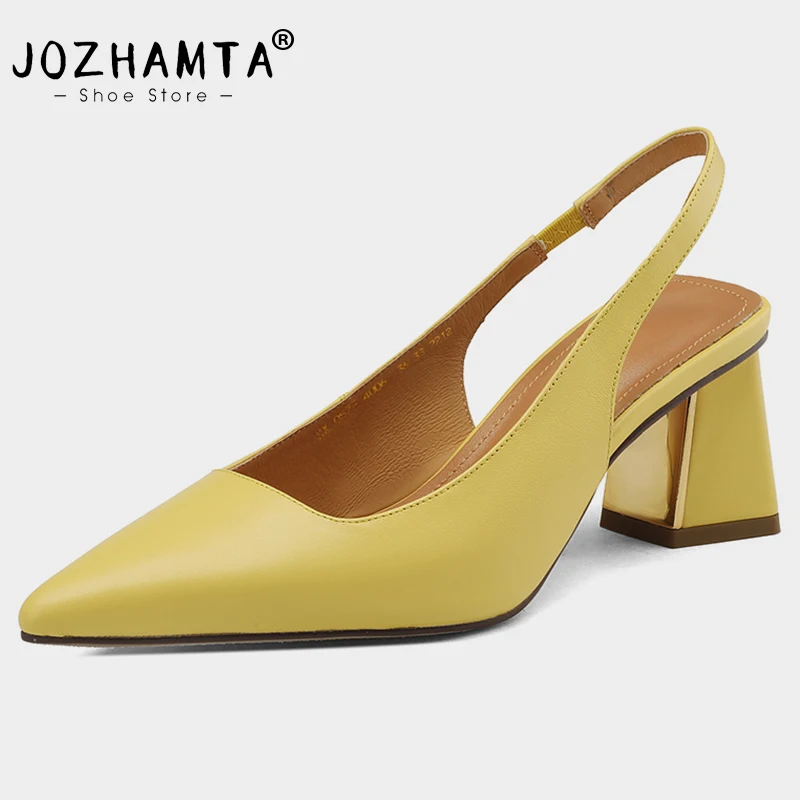 

JOZHAMTA Size 33-40 Sandals Women 2023 Genuine Leather Sexy High Heels Summer Shoes For Women Backsling Sandalias Elegant Party