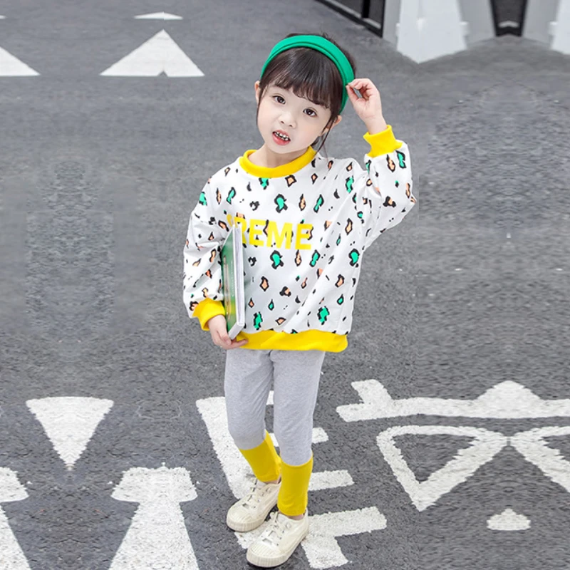 Children's Clothing Girls Clothes Spring Autumn Two-piece Sweet Printed Sports Top coat + Pants 1-5 Years Beibei Fashion garment
