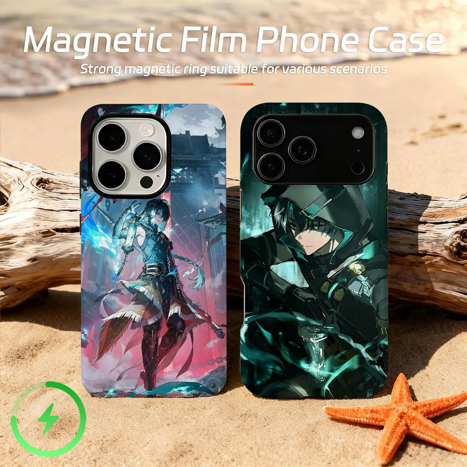 Фото Чехол для телефона Wuthering Waves jingran для iPhone 17 16 16e 15 14 13 12Plus Pro Max, глянцевый, с магнитной пленкой. №1