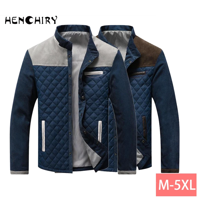 

2021 autumn and winter new contrast color stitching stand-up collar warm men's jacket free ironing treatment youth thick coat