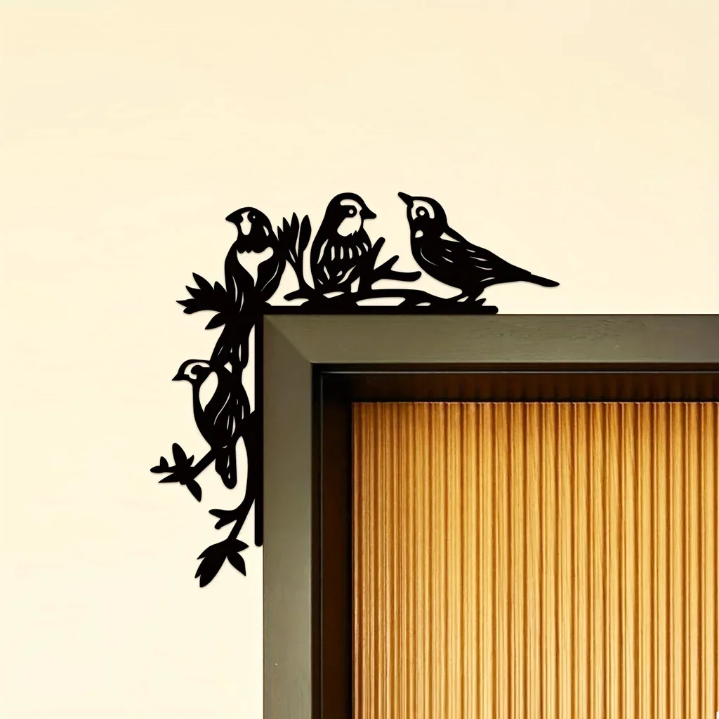 Металлические декоративные настенные наклейки с четырьмя птицами дверная рама