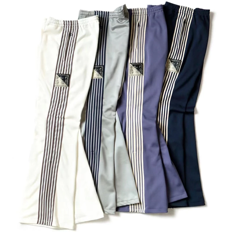 KAPITAL 22AW Japanese Style Contrast Stripe Side Zipper Vertical Stripe Elastic Waist Casual Trousers For Men And Women