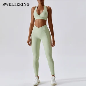 Imported Seamless Women Yoga Set 2 Pcs Workout Set Sport Pants Bra Gym Suits Fitness Shorts Suit High Waist R