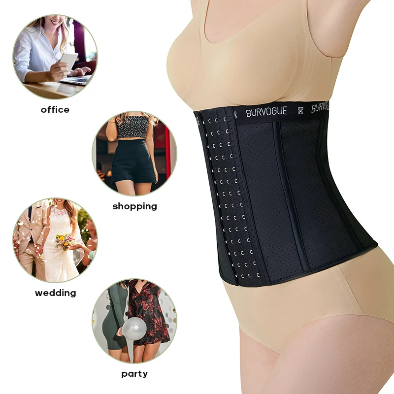 Burvogue Waist Trainer for Women Latex Underbust Bustiers Mesh Corsets Sports Waist Trimmer Belt Hourglass Control Body Shaper