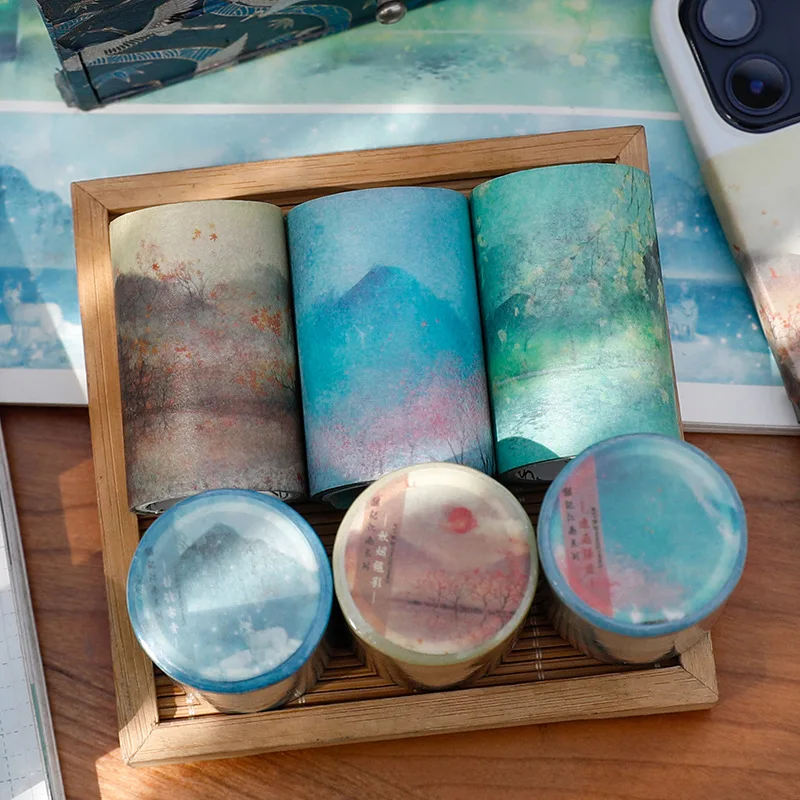 

1 Roll Washi Tape China Jiangnan Colorful Ink Painting Series Hand Account Album Diary DIY Decorative Sticker Roll