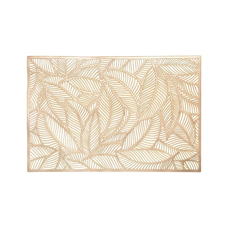 

Leaf Placemat High-End Hotel Restaurant Bronzing Insulation Coffee Placemat Decoration Table Mat Gold