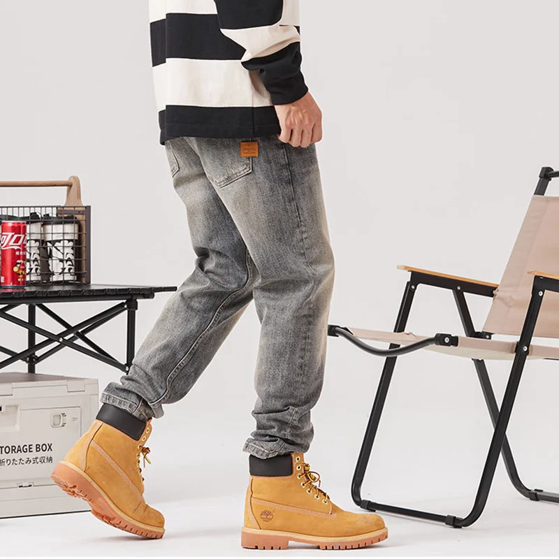 Streetwear Men American Vintage Loose Blue Jeans 2022 Autumn and Winter New Pattern Fashion Straight Cylinder Trousers Female