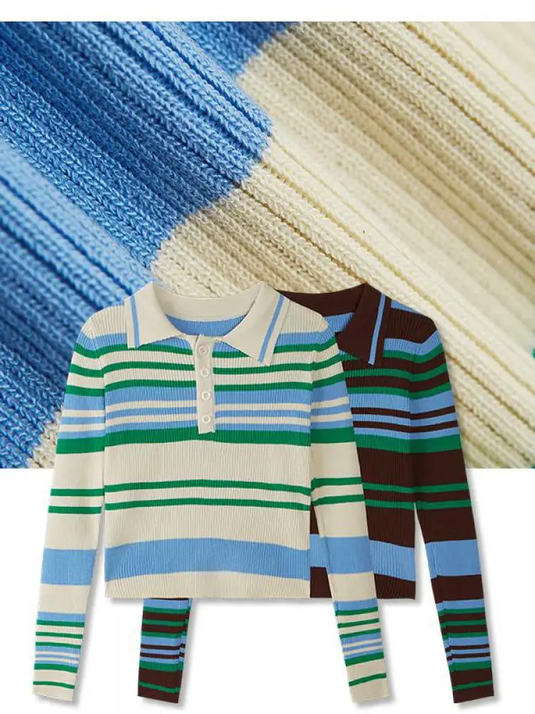 AOSSVIAO женский модный полосатый базовый укороченный вязаный свитер винтажные