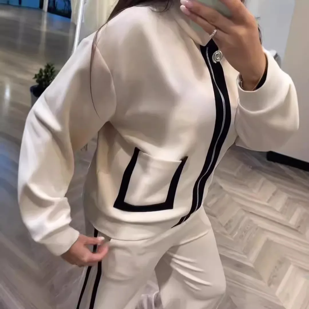 Повседневный свободный женский спортивный комплект из 2 предметов осенний