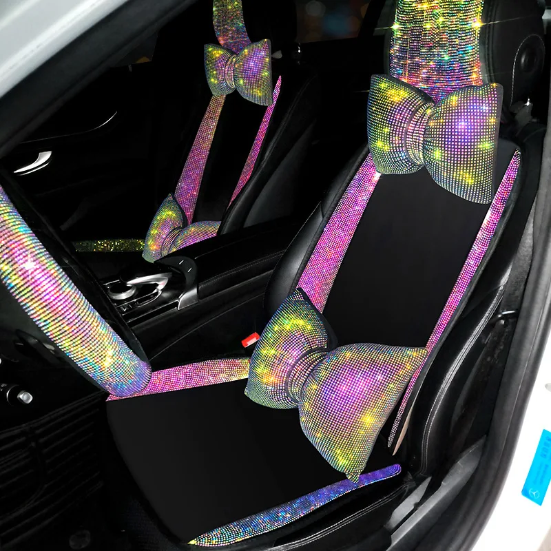 Car Seat Cushion Sparkly Covers Full Set for Women Interior Decorations Cute Cushion Colorful Rhinestone Accessori for Girls Car Seat Cushion Sparkly Covers Full Set for Women Interior Decorations Cute Cushion Colorful Rhinestone Accessori for Girls