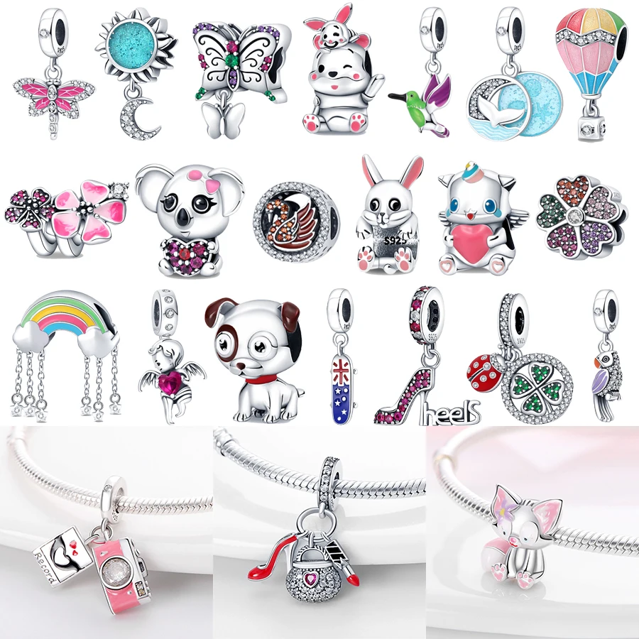 

Diy Beads For Jewelry Making Pendants Bracelet Pandola Charms Dragonfly Sun Camera Butterfly Rabbit Bird Rainbow Fox Angel Deer